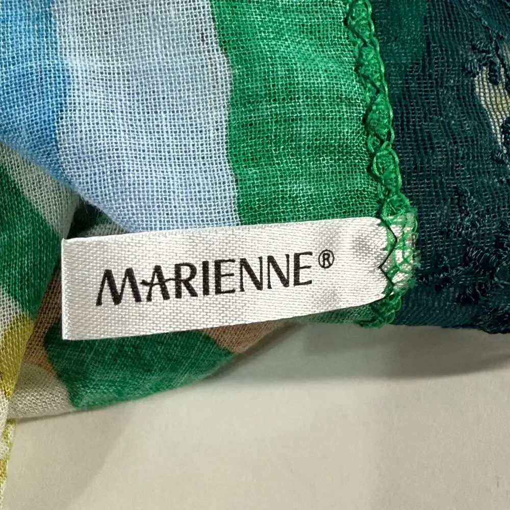 Marienne Korea Large Scarf Hot Air Balloon Lace Trim Green Yellow